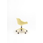 Chaise réglable jaune clair à roulettes, vue de dos