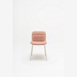 Chaise Baltic 2 Soft Duo 4 pieds, coque tapissée rose et coussin drapé, vue de face
