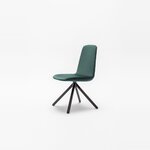 Chaise pivotante Ulti tapissée vert foncé sur pieds en bois noir, vue de profil