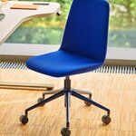 Chaise de réunion réglable Ulti tapissée bleue sur étoile 5 branches bleue