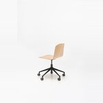 Chaise de bureau Nud placage chêne naturel sur étoile aluminium noire à roulettes