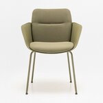 Fauteuil de réunion Senda 4 pieds dossier bas, coque et tissu olive, vue de face