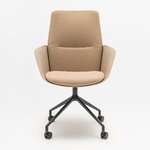 Fauteuil de réunion Senda dossier haut, tissu camel sur étoile noire, vue de face