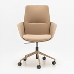 Fauteuil de réunion Senda réglable dossier haut, tissu camel, vue de face