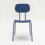 Chaise de réunion New School en contreplaqué bleu, 4 pieds bleus, vue de face
