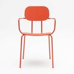 Chaise de réunion New School en contreplaqué brique avec accoudoirs, vue de face