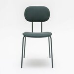 Chaise de réunion New School tapissée vert foncé sur 4 pieds assortis, vue de face