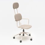 Chaise réglable New School tapissée beige avec appui-tête et accoudoirs