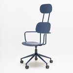 Chaise réglable New School en contreplaqué bleu avec appui-tête et accoudoirs