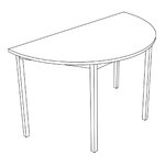 Dessin de la table de formation demi-lune sur 4 pieds