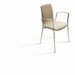 Chaise de réunion Gorka tapissée beige avec accoudoirs et piètement poli