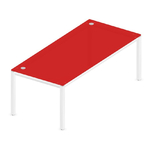 bureau design en verre rouge 3D