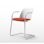 Chaise polypropylène blanche avec assise tapissée orange