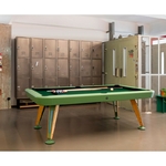 billard original vert avec piétement en bois