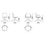 dimensions chaise de réunion kabi swivel