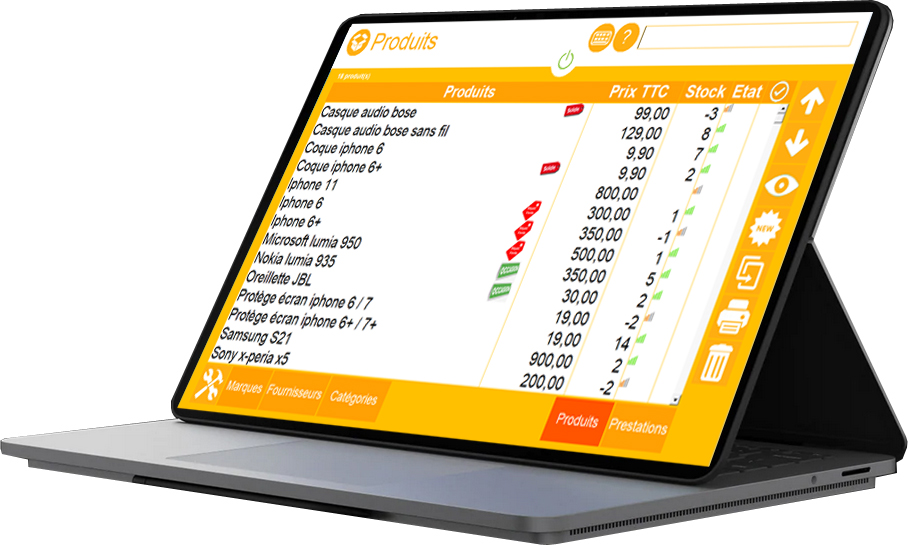 list produit Ecran Vendeur logiciel de caisse dreamokaz