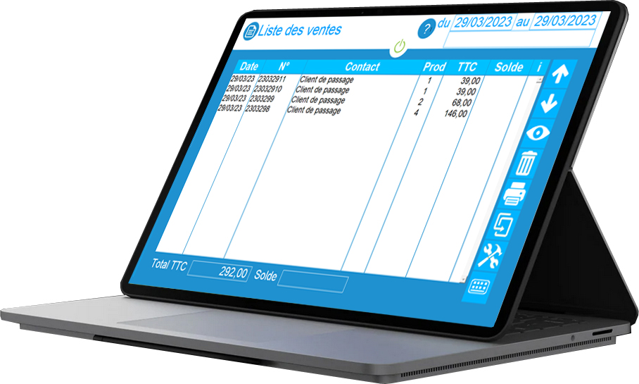 Liste ventes logiciel de caisse