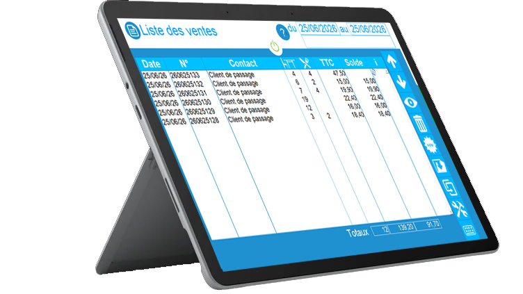 Liste des ventes en caisse