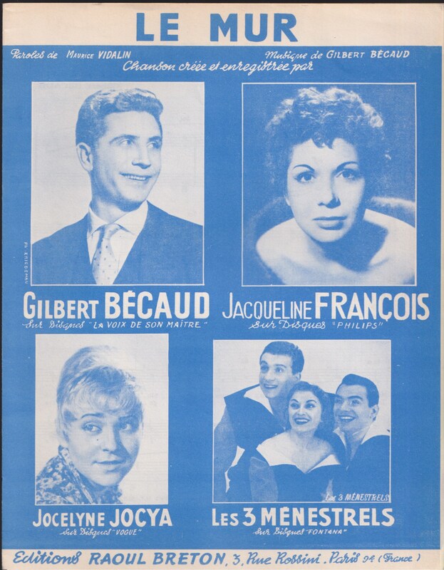 GILBERT BECAUD PARTITION MUSICALE FRANCE LE MUR - Sheet music ...