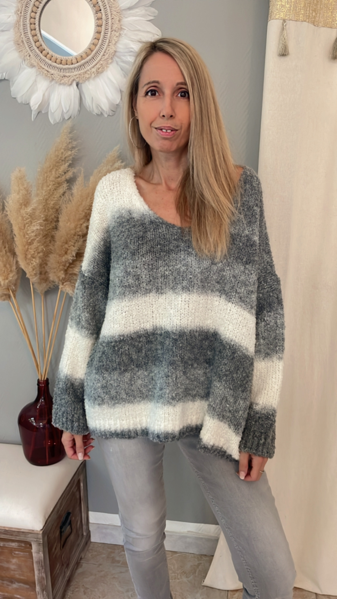 Pull loose femme maille bouclette (17) - Copie