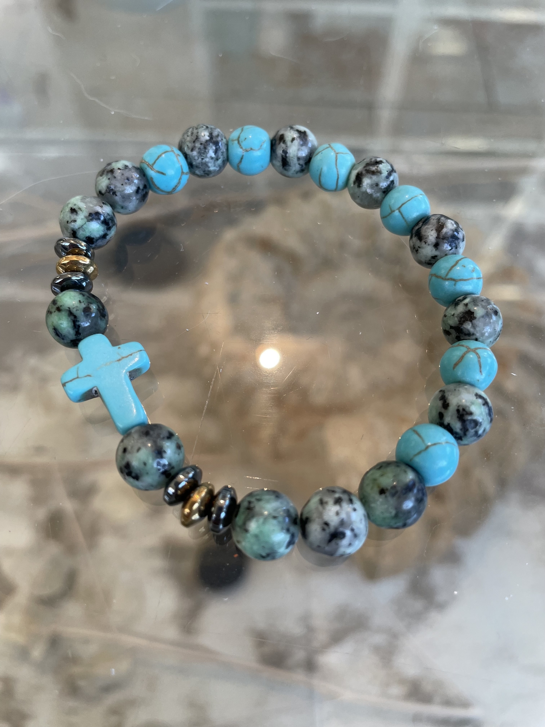 Bracelet croix turquoise (6)