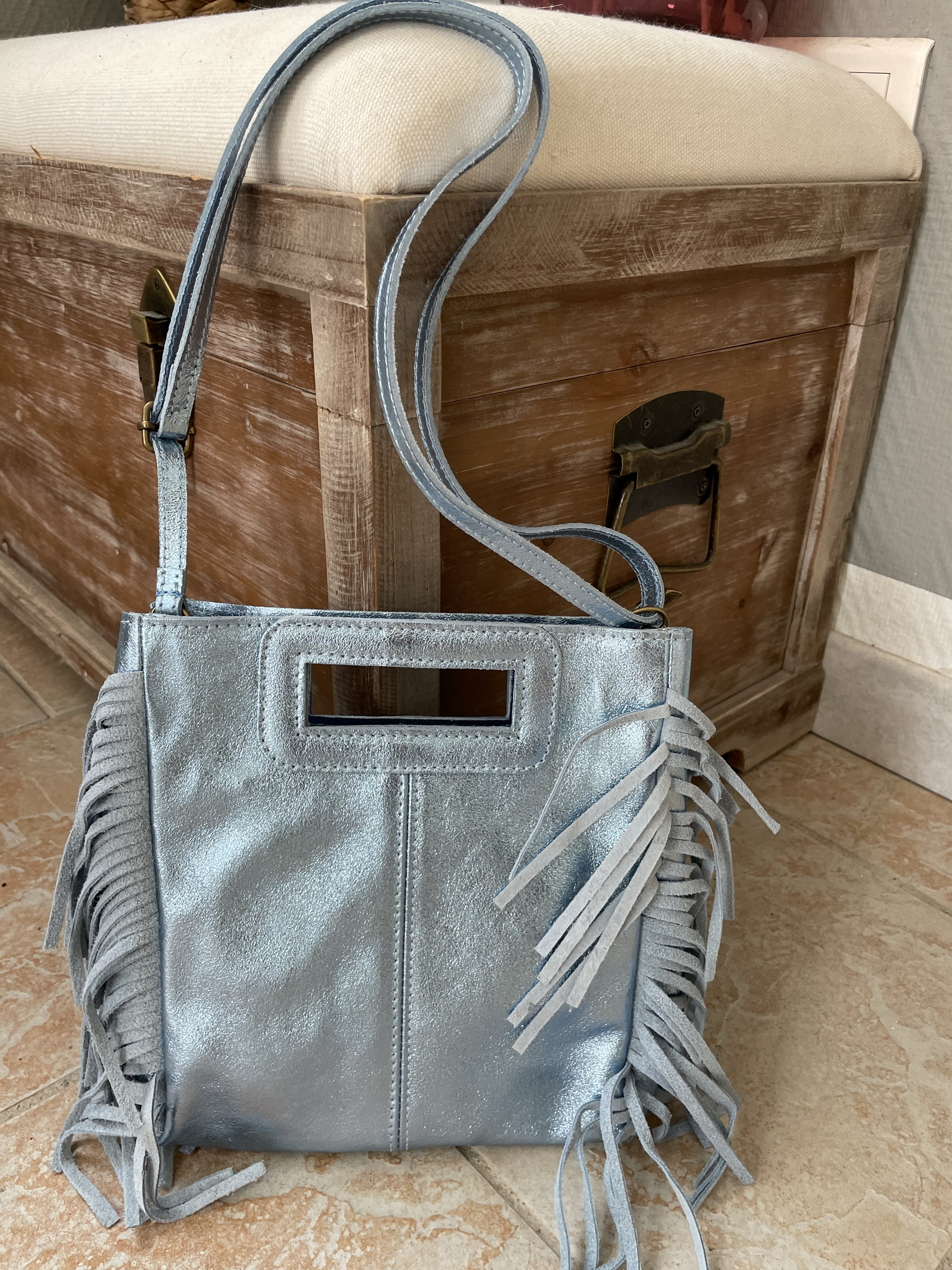 BOHEMIA STAR-sac bohème franges 100 cuir lisse et franges nubuck