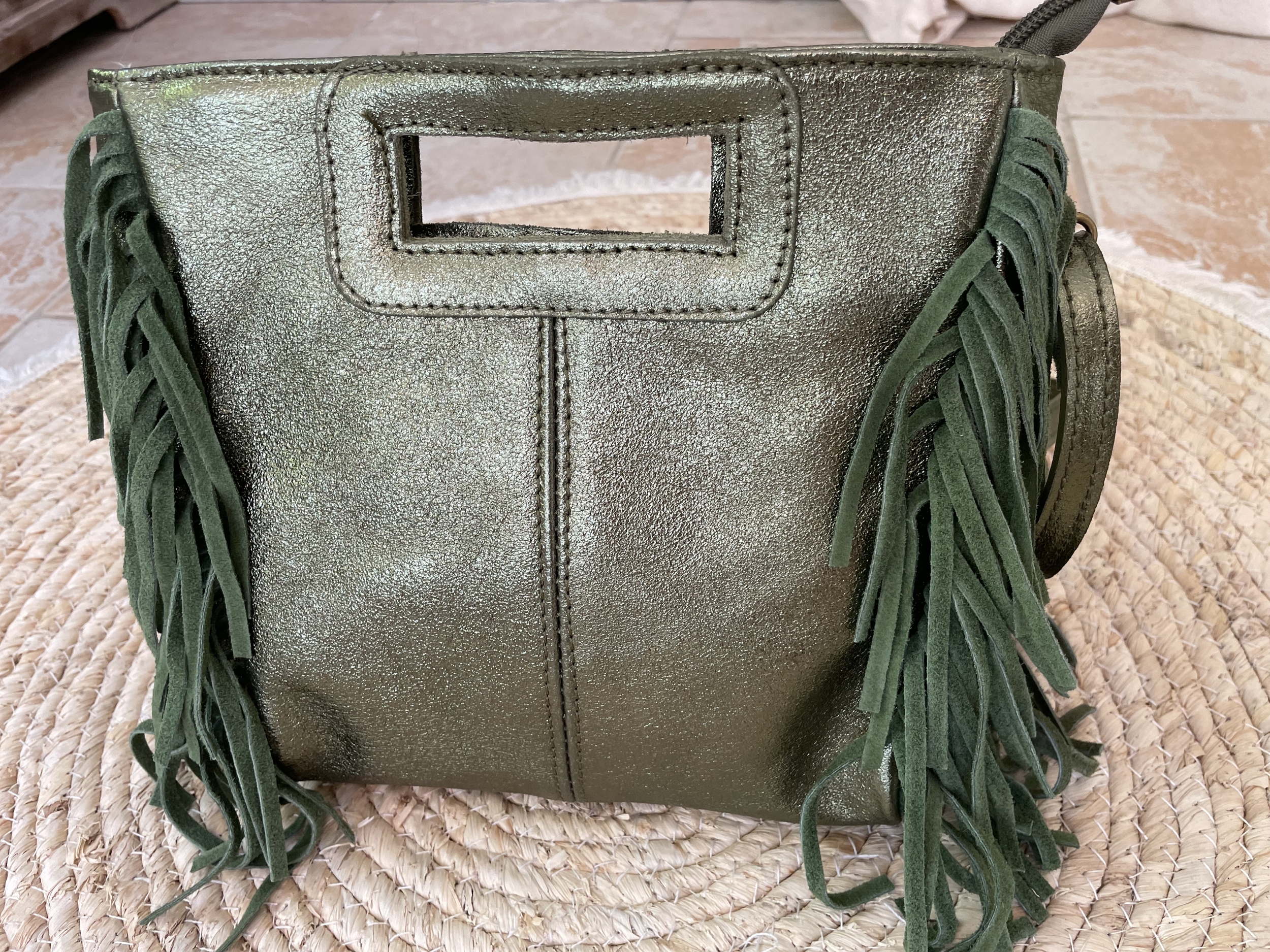 Sac cuir irisé et franges bohème (7)