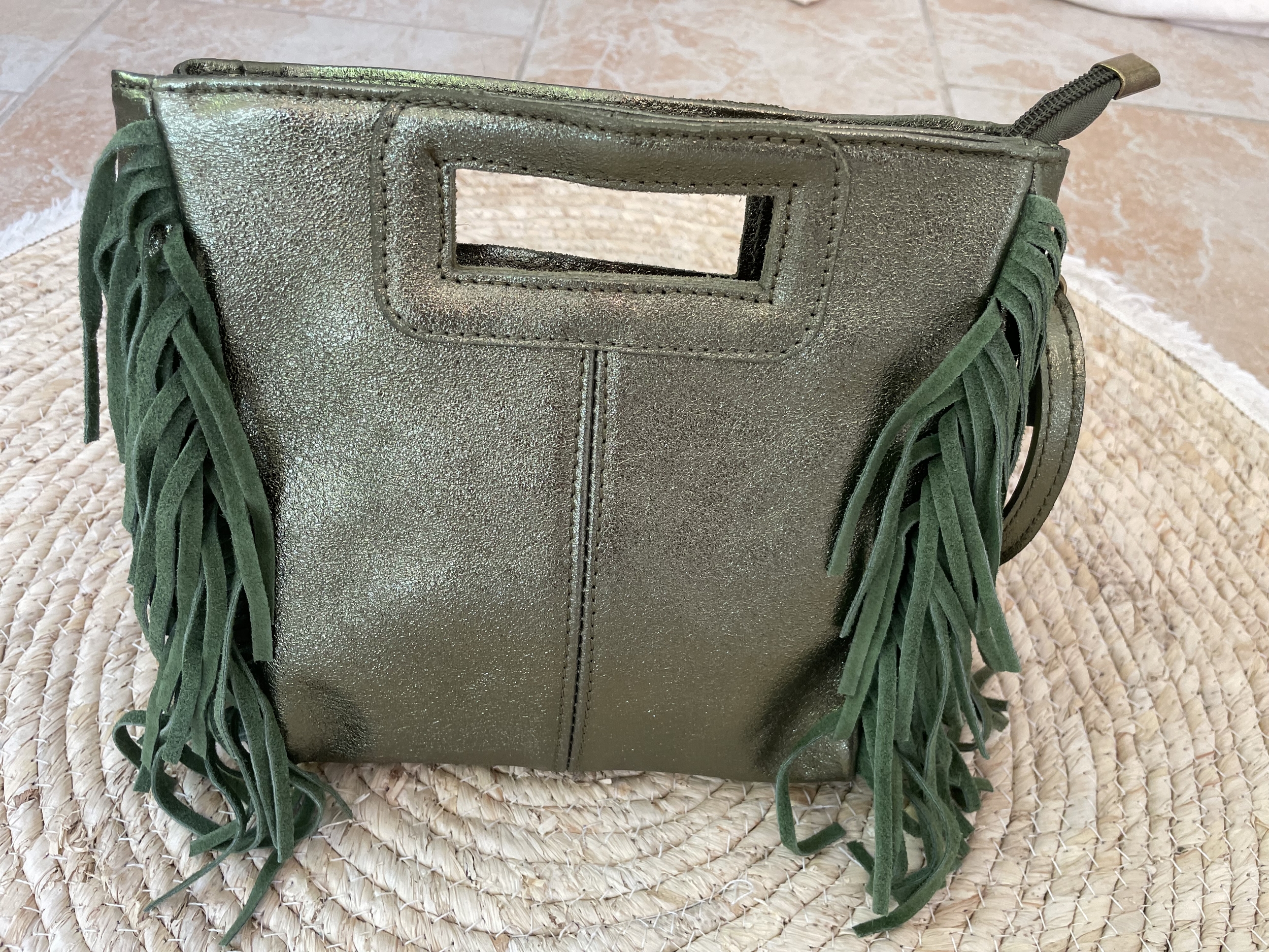 Sac cuir irisé et franges bohème (9)