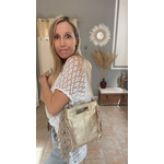 Sac cuir doré irisé avec franges (4) - Copie