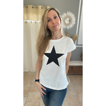 Tee-shirt coton blanc avec étoile noire  (5)