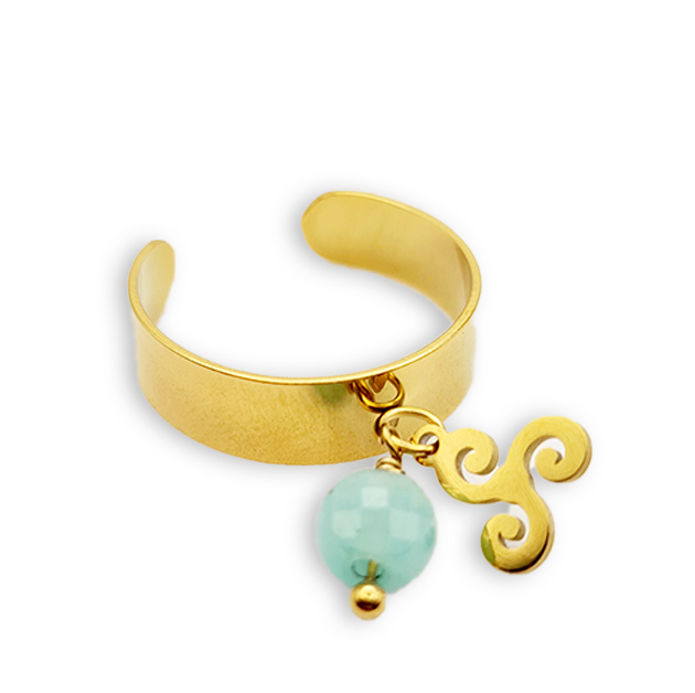 Bague Triskele Ajustable – Acier Inoxydable – Design Géométrique Sacré – Talisman, Amulette – Pour Femme