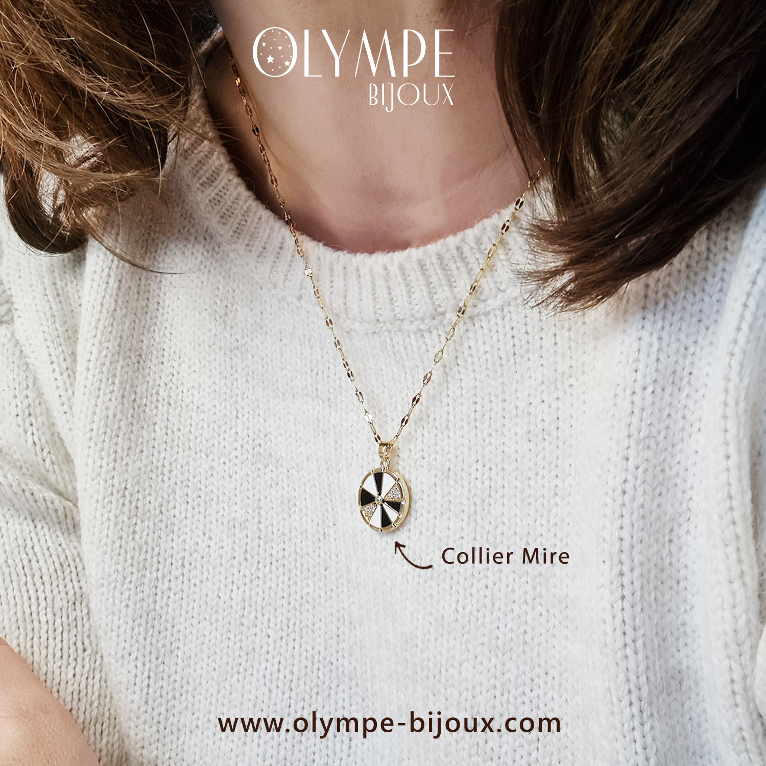 publi-collier-mire-noir-blanc-olympe-bijoux-acier-inoxydable-pierre-naturelle-email-femme-bagues-colliers-bracelets-piercings