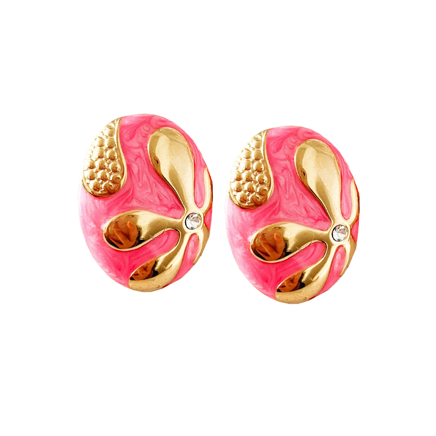 Boucles-d-oreilles-Loris-Acier-inoxydable-email-rose-Olympe-bijoux-bagues-colliers-sautoirs-creoles-bracelets-joncs0