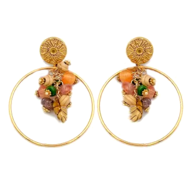 Boucles D'oreilles Créoles En Acier Doré Avec Cristal & Porte-bonheur – Livraison Rapide 48h