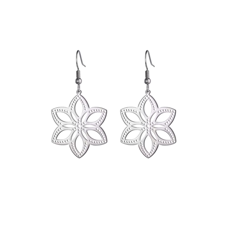 Boucles-fleur-mandala-argent-Acier-inoxydable-Olympe-bijoux-bagues-colliers-jonc-creoles-bracelet