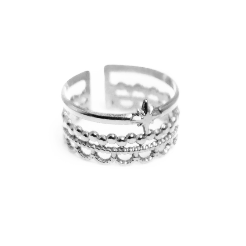 Bague-etoile-argentee-acier-inoxydable-Olympe-bijoux-colliers-joncs-bracelets-creoles-boucles-d-oreilles