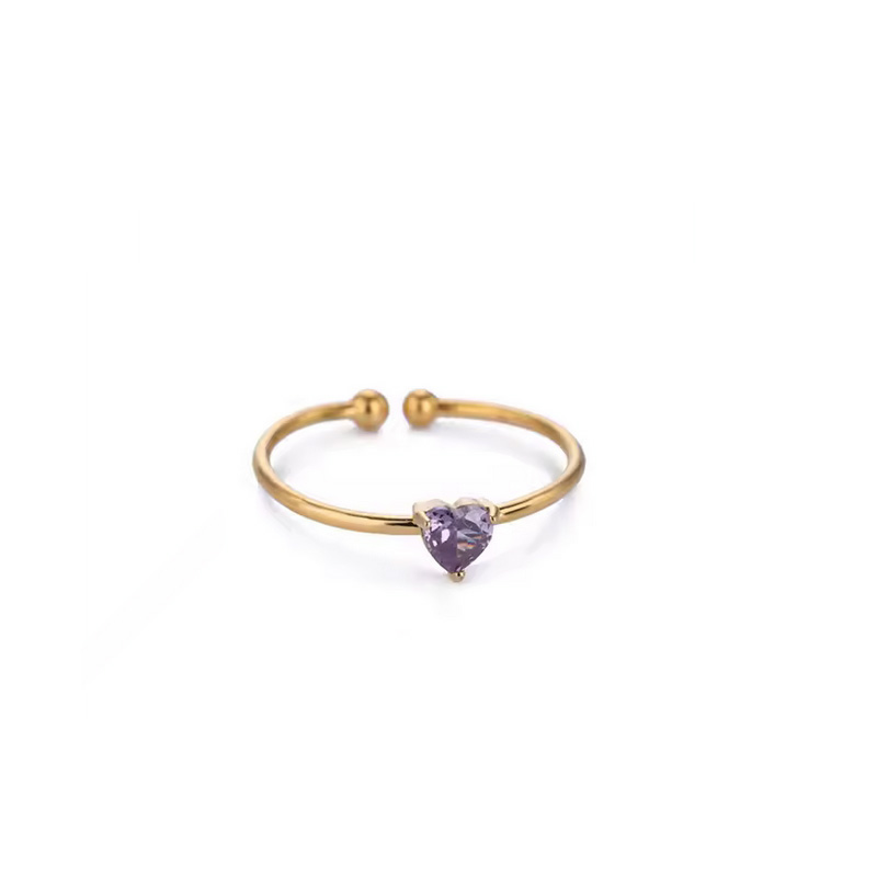 Bague enfant coeur violet acier inoxydable - Olympe bijoux