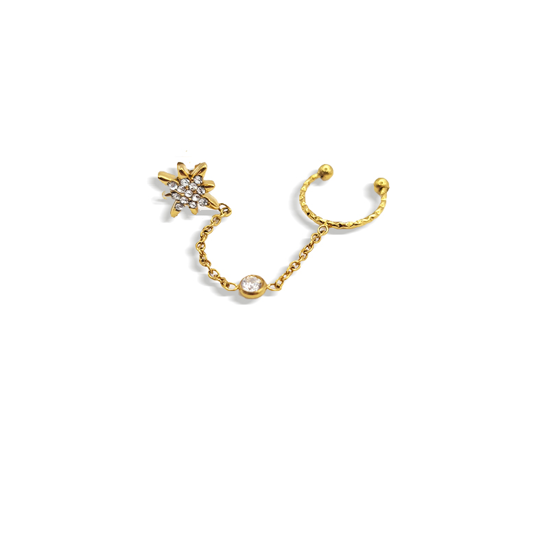 Mono-boucle-Ambrosia-Acier-inoxydable-zircon-Olympe-bijoux-cadeau-femme-boucles-doreilles-chaine-étoile