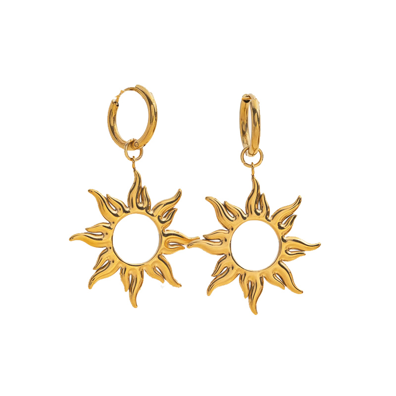 Boucles d oreilles Eos - Acier inoxydable - bijoux fantaisie femme - Olympe bijoux - boucles pendantes - earcuff - creoles- boucles soleil