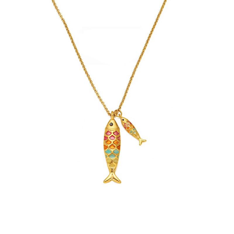 Collier Sedna poisson arc en ciel- Acier inoxydable - Bijoux fantaisie femme - idée cadeau -été - Olympe bijoux - Colliers - chaine- choker