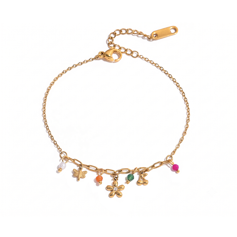 Bracelet à breloques fleur libellule cerise - modele Opra -acier-inoxydable-Olympe-bijoux-bracelet-idee-cadeau-femme - charms3