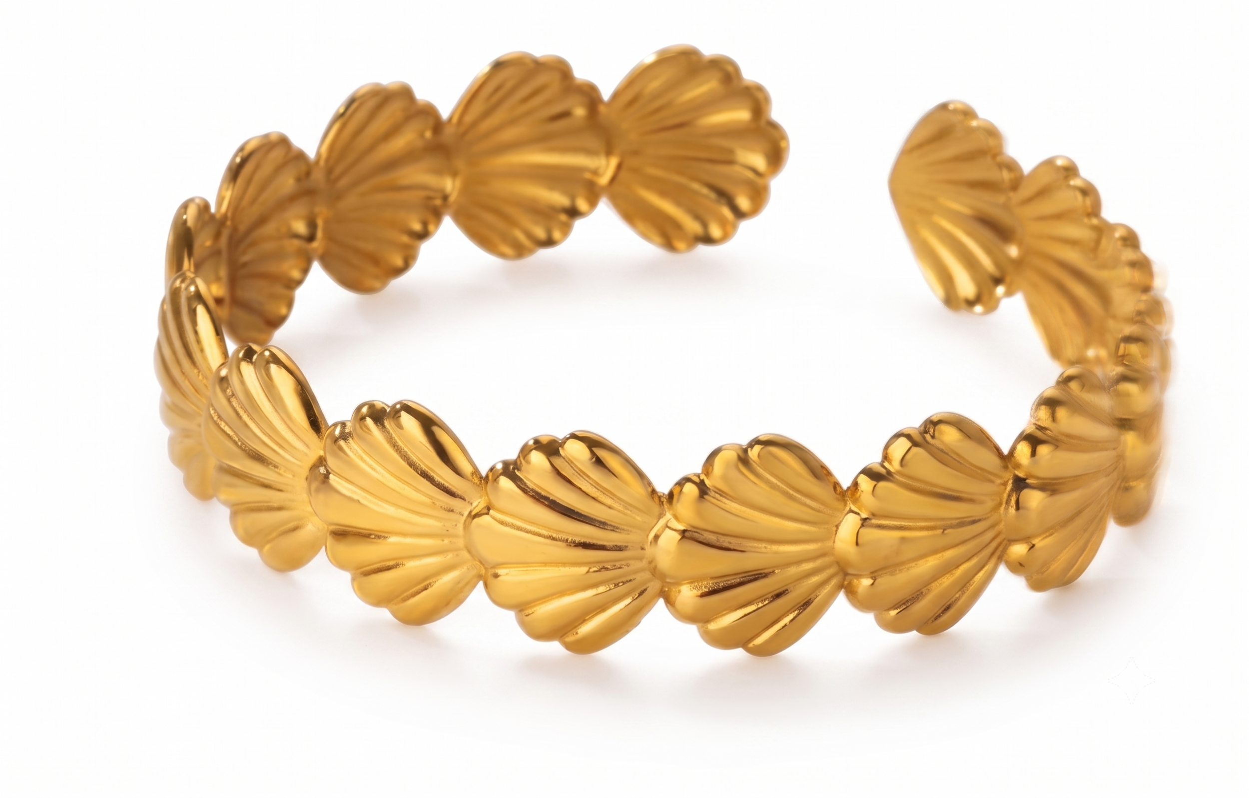 Bracelet jonc Maeva - seashell coquillage - bijoux acier inoxydable - idee cadeau femme anniversaire - Olympe bijoux