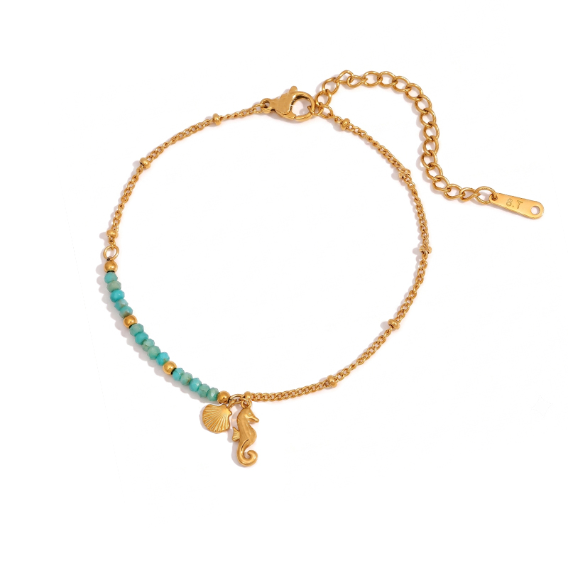 Bracelet coralia hippocampe coquillage acier inoxydable - bijoux femme idee cadeau - Olympe bijoux4