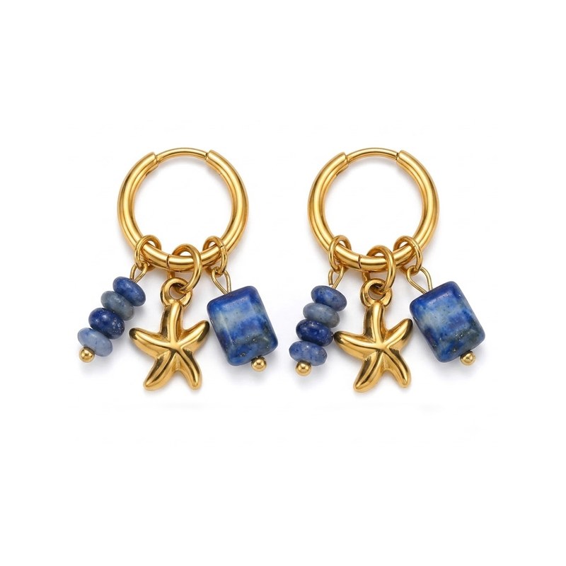 Boucles d oreilles Lorena- Acier inoxydable - bijoux fantaisie femme - Olympe bijoux - boucles pendantes - earcuff - creoles- boucles étoile