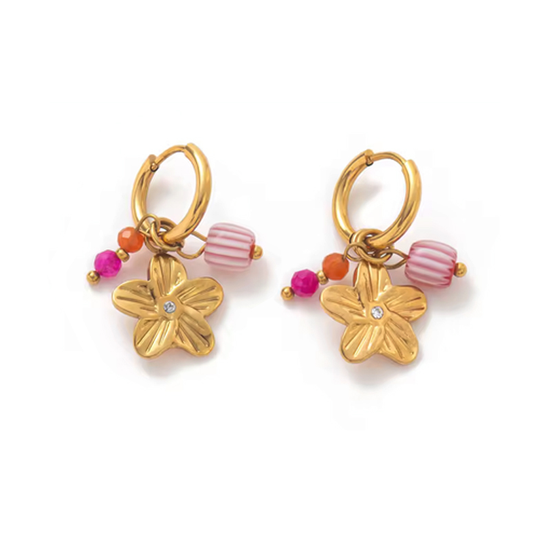 Boucles d oreilles Esmee- Acier inoxydable - bijoux fantaisie femme - Olympe bijoux - boucles pendantes - earcuff - creoles- boucles fleur