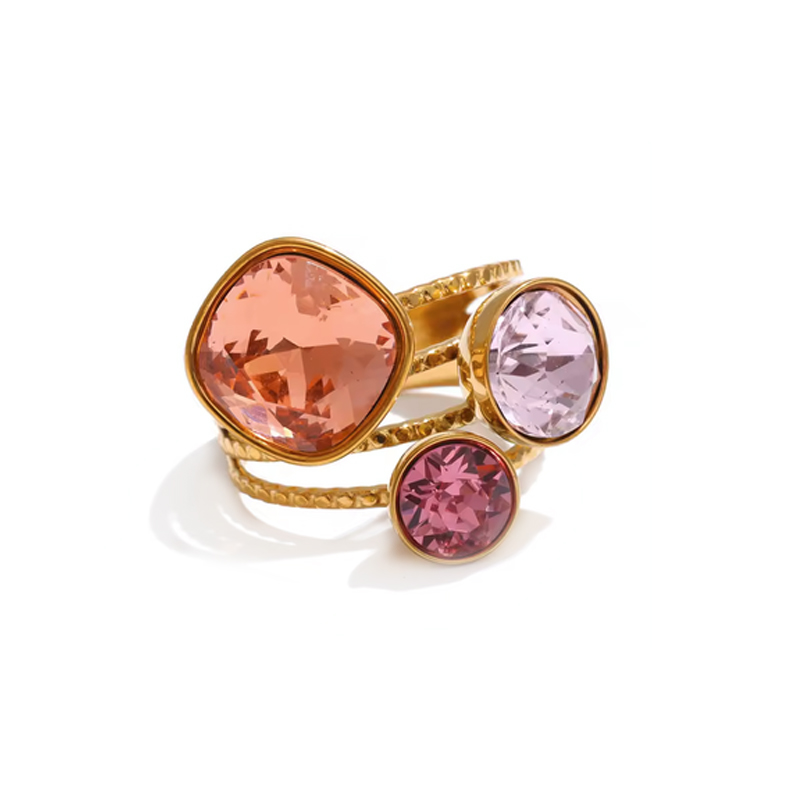 Bague-rosie-cristal-rose-bague-ajustable-Acier-inoxydable-Olympe-bijoux