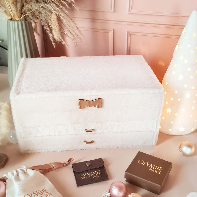 calendrier de lavent 12 cases bijoux fantaisie femme en acier inoxydable - Olympe bijoux-fermé