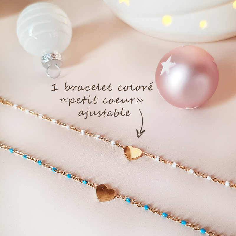 calendrier de lavent 12 cases enfant bijoux fantaisie en acier inoxydable - Olympe bijoux- bracelet coeur2