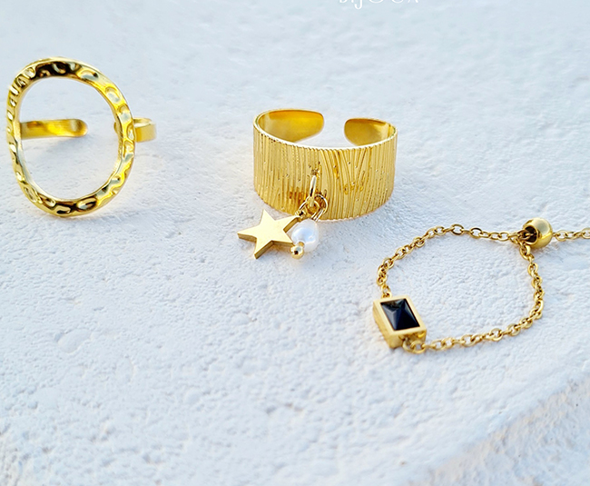 Bagues épaisses - Olympe bijoux - Acier inoxydable, pierres ntaurelles, émail