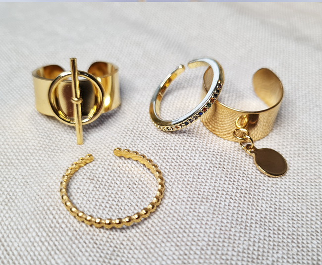 Bagues fines - Olympe bijoux - Acier inoxydable, pierre snaturelles, émail